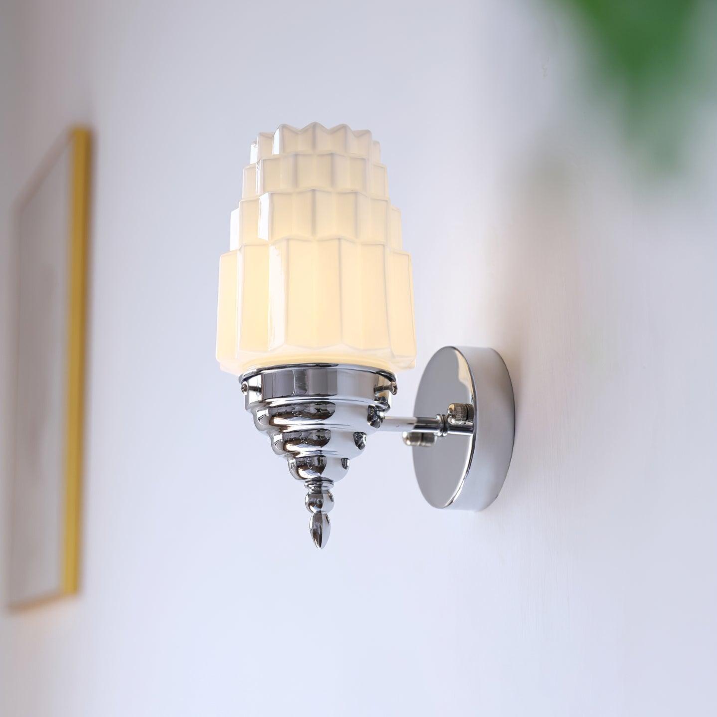Wall Lamp Metal Body Glass Cylinder Shade Art Deco Bedroom - Letslighting