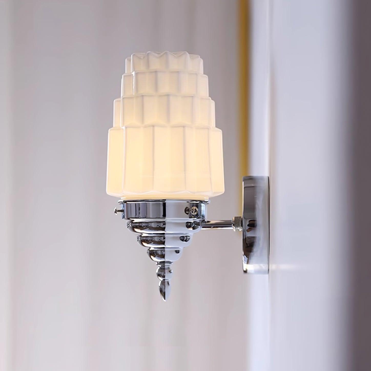 Wall Lamp Metal Body Glass Cylinder Shade Art Deco Bedroom - Letslighting