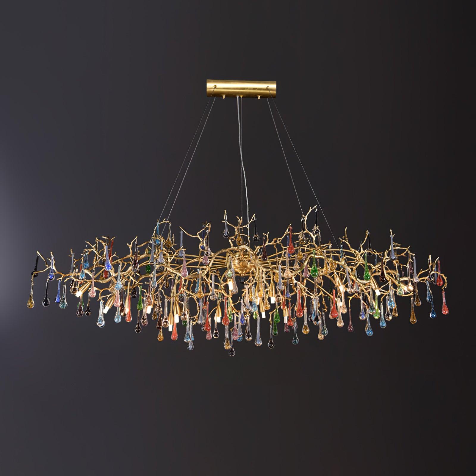 Sytheir Colorful Raindrop Branch Brass Crystal Chandelier - Letslighting