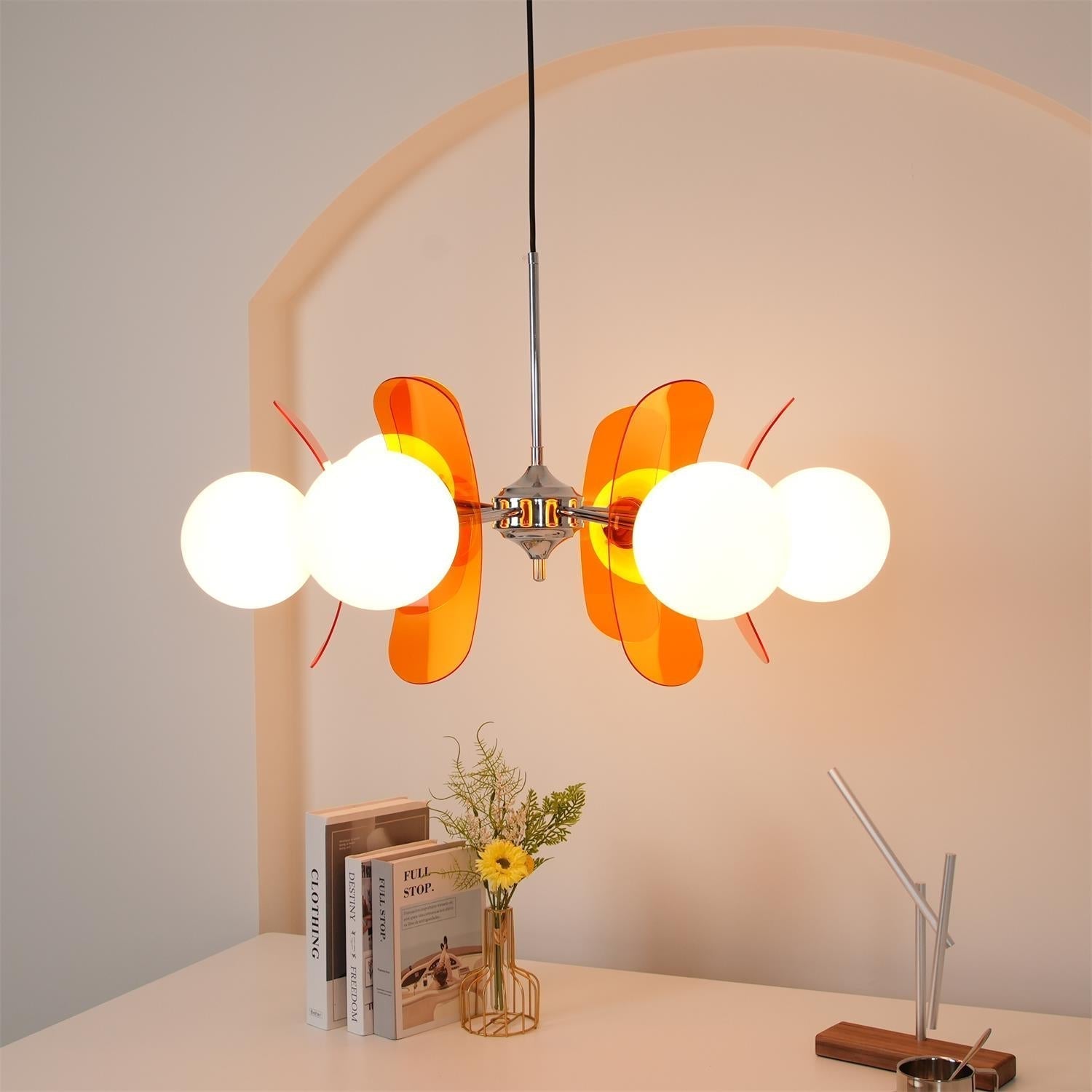 Prism Creativity Sputnik Orange Glass Acrylic Chandelier - Lamp Copper