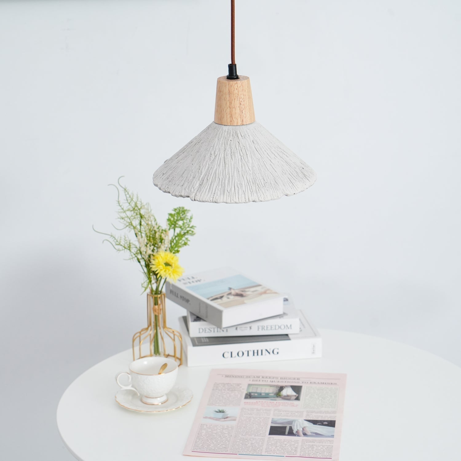 Concrete Pleated Pendant Lamp - Letslighting