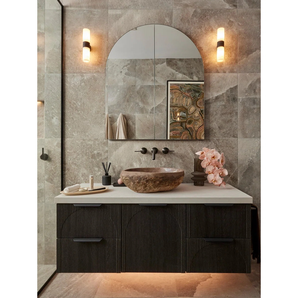 Alight Modern Minimalist Metal Alabaster Wall Lamp - Lamp Copper