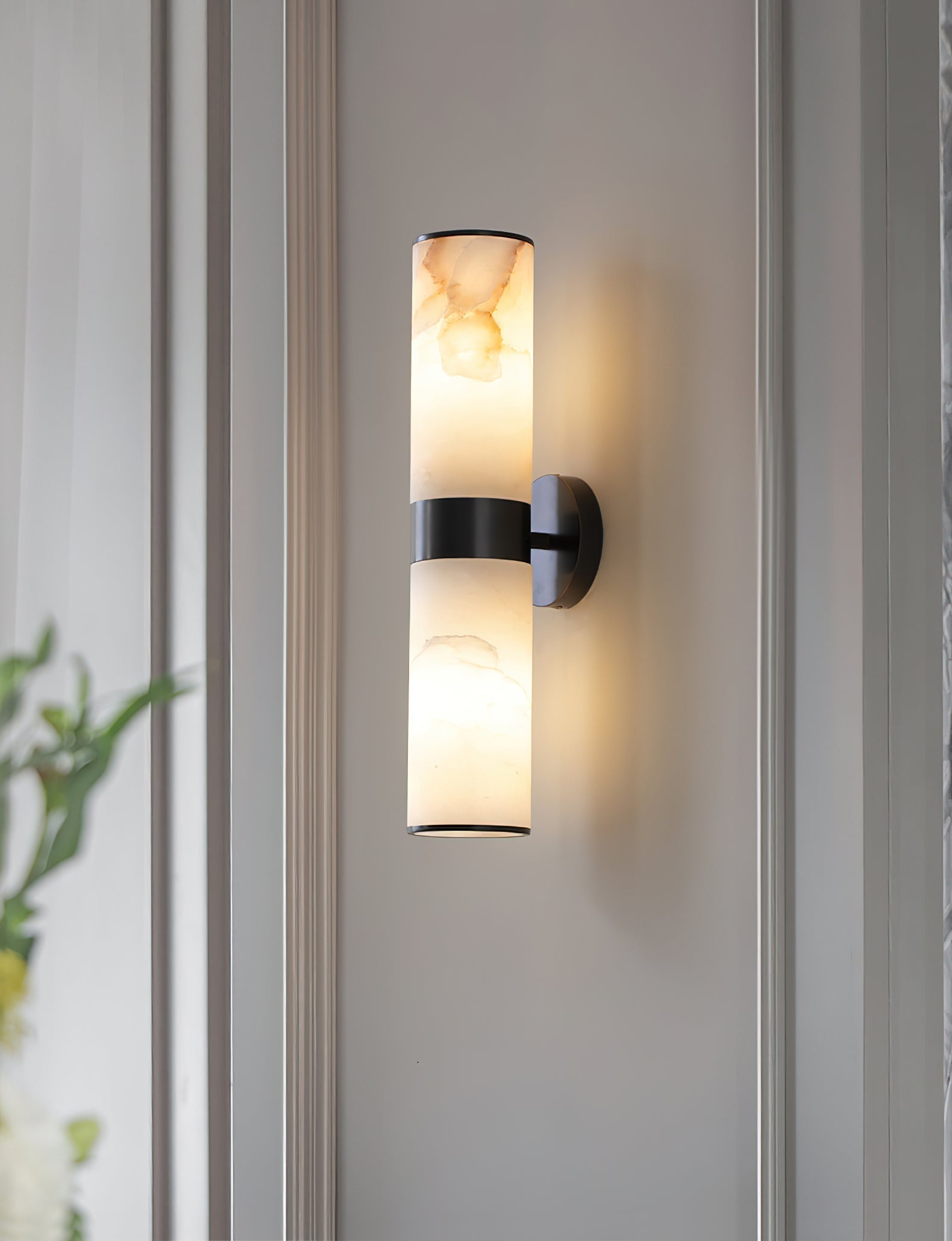 Sway Modern Minimalist Vanity Alabaster Sconce Wall Lamp - Lamp Copper