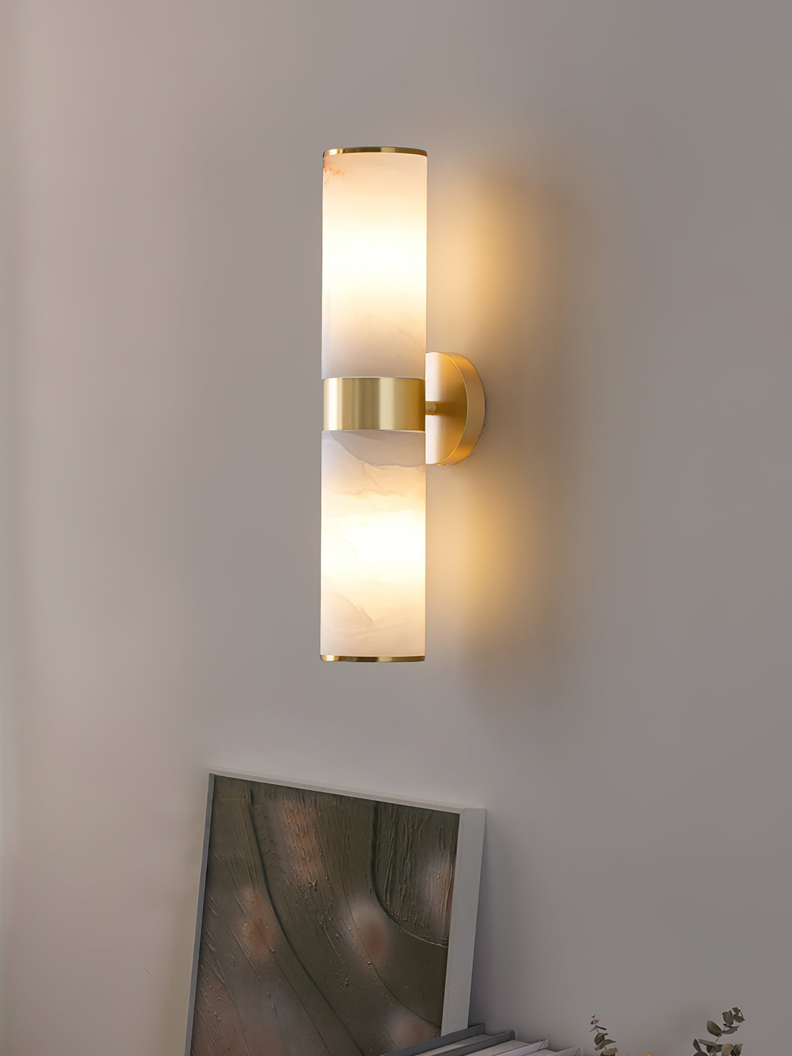 Sway Modern Minimalist Vanity Alabaster Sconce Wall Lamp - Lamp Copper