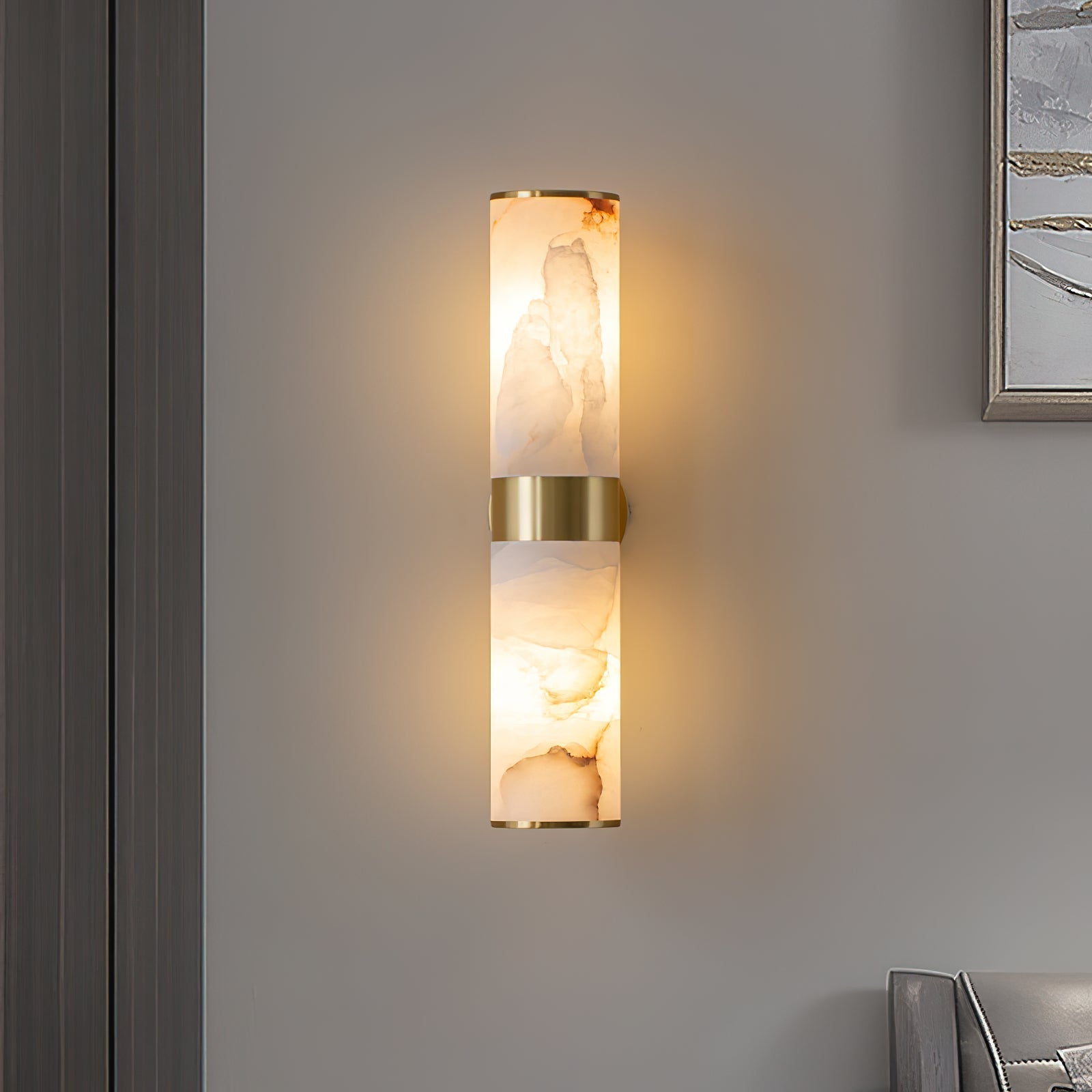 Sway Modern Minimalist Vanity Alabaster Sconce Wall Lamp - Lamp Copper