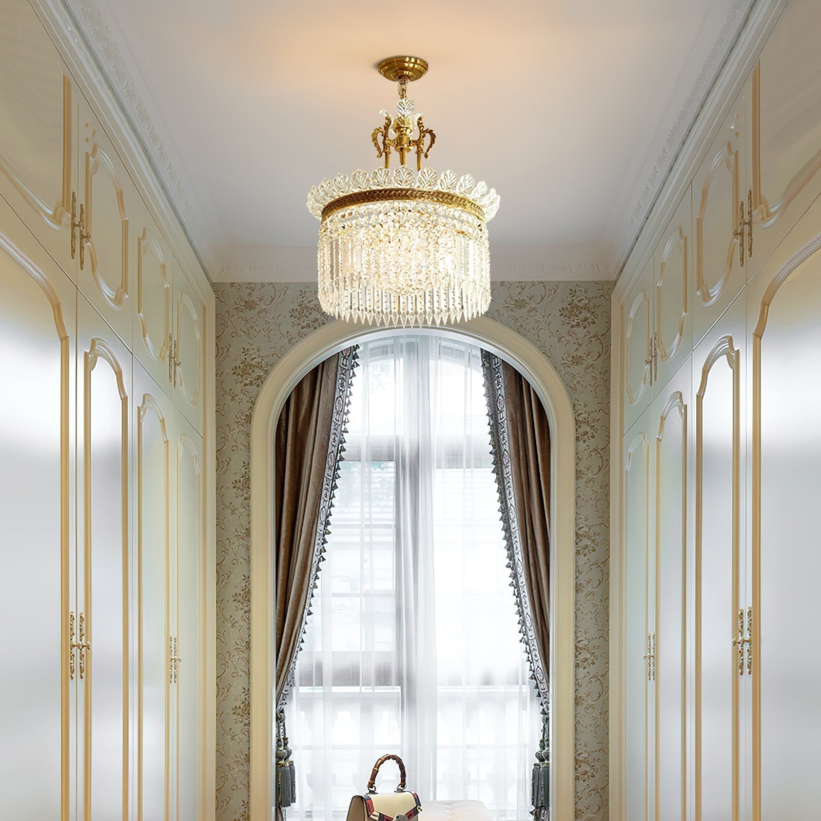 Crinoline Postmodern Luxury Brass Crystal Chandelier - Lamp Copper