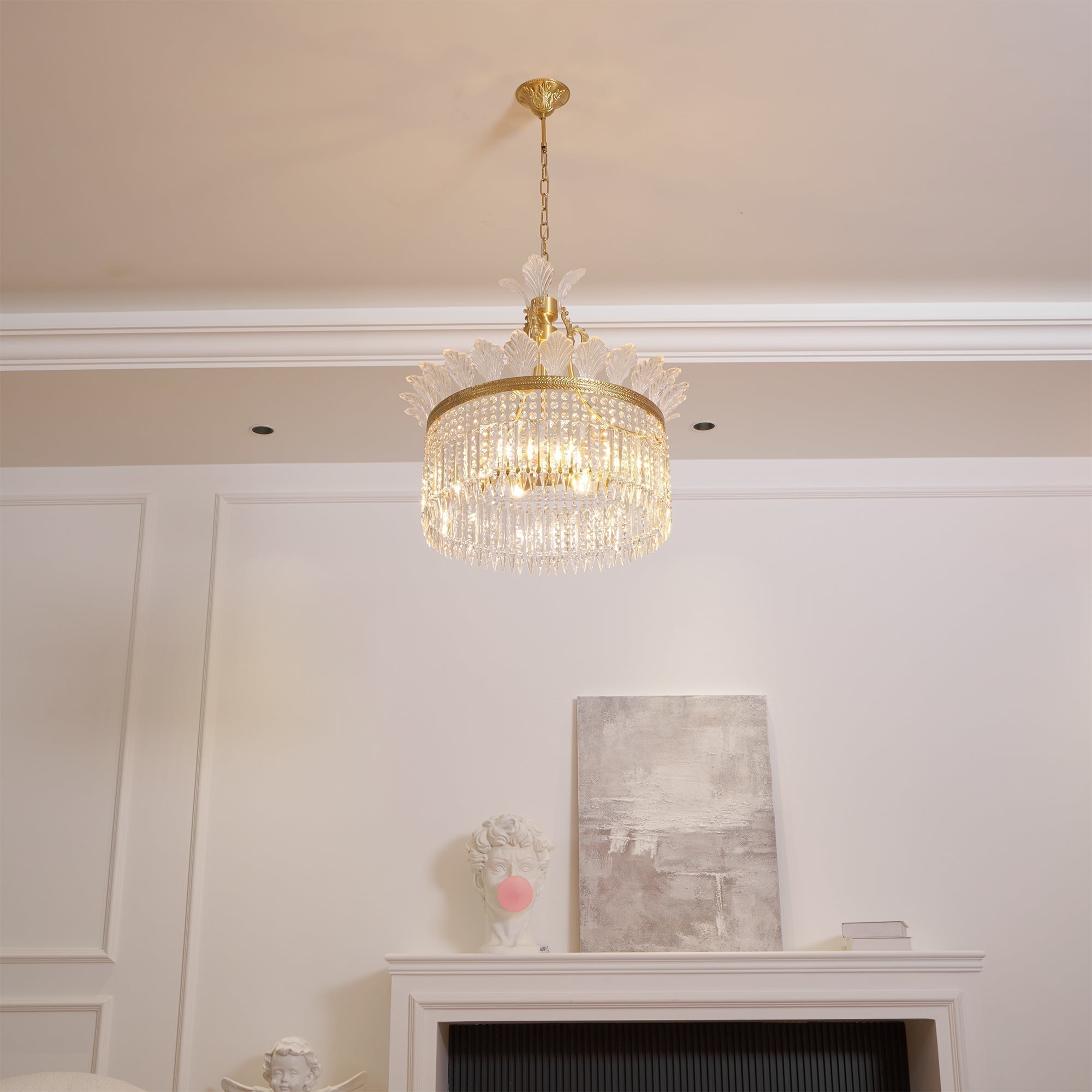 Crinoline Postmodern Luxury Brass Crystal Chandelier - Lamp Copper