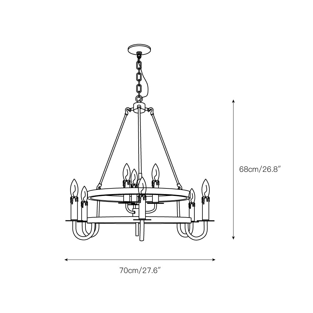 Woven Classic Wagon Wheel Plastic Chandelier - Lamp Copper