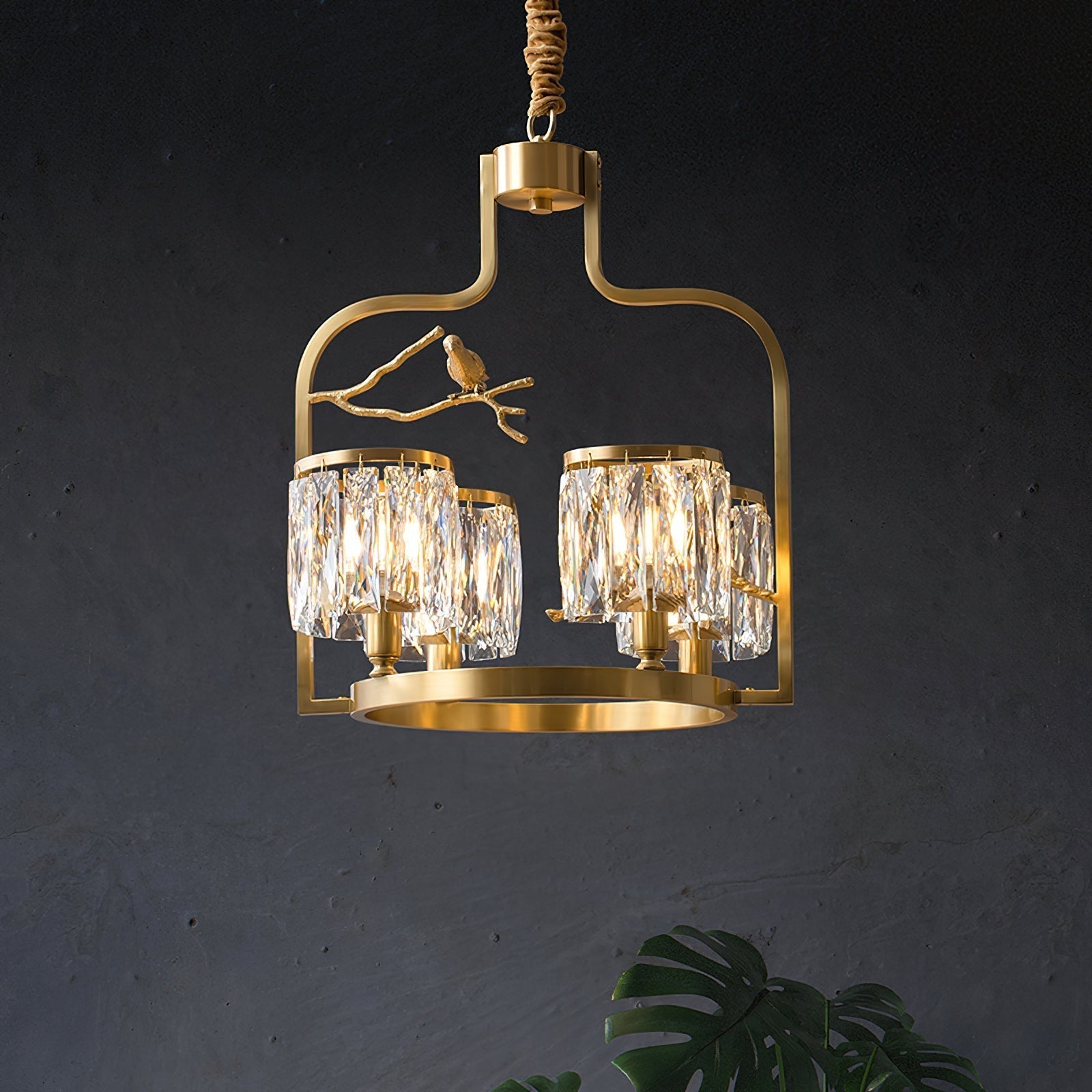 Zephyr Individual Creativity Bird Brass Crystal Chandelier - Lamp Copper