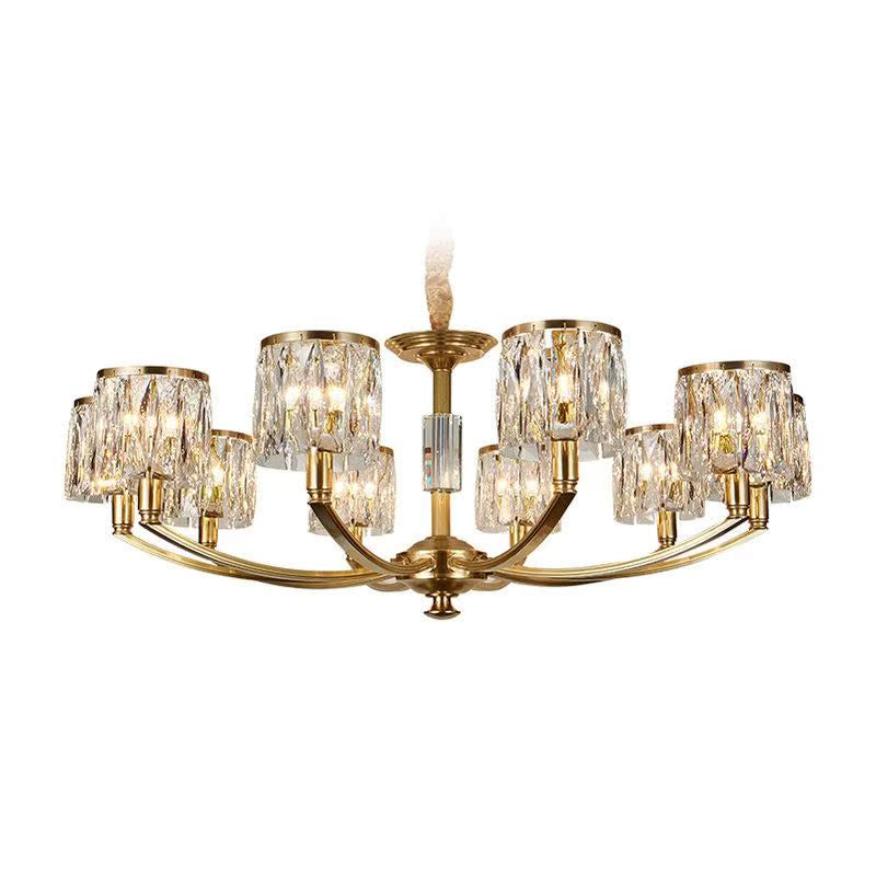 Amber Individual Creativity Column Brass Crystal Chandelier - Lamp Copper