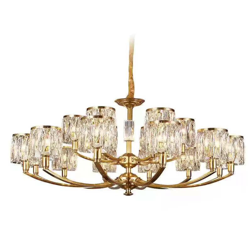 Amber Individual Creativity Column Brass Crystal Chandelier - Lamp Copper