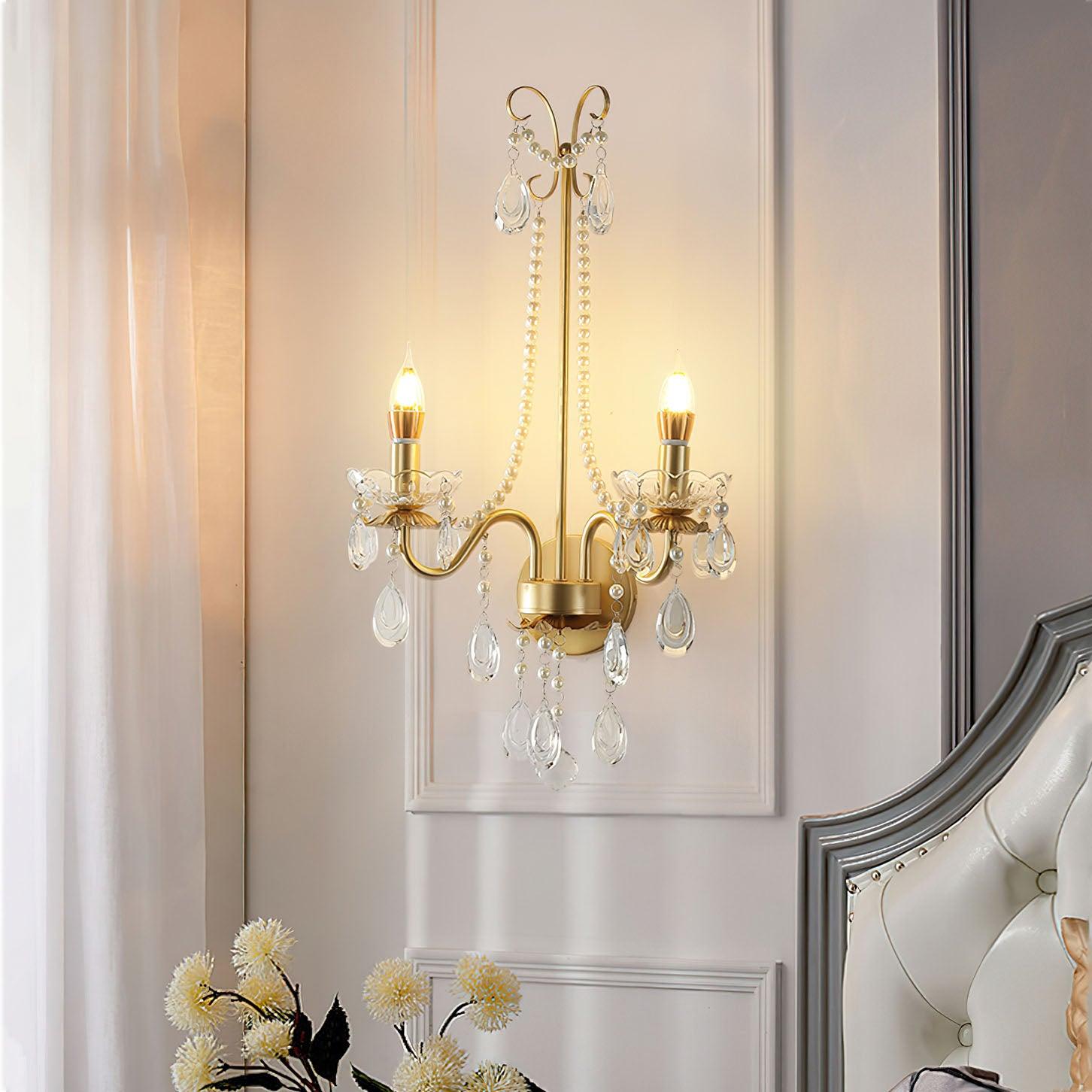 Crystal Pearl Chain Wall Lamp - Letslighting