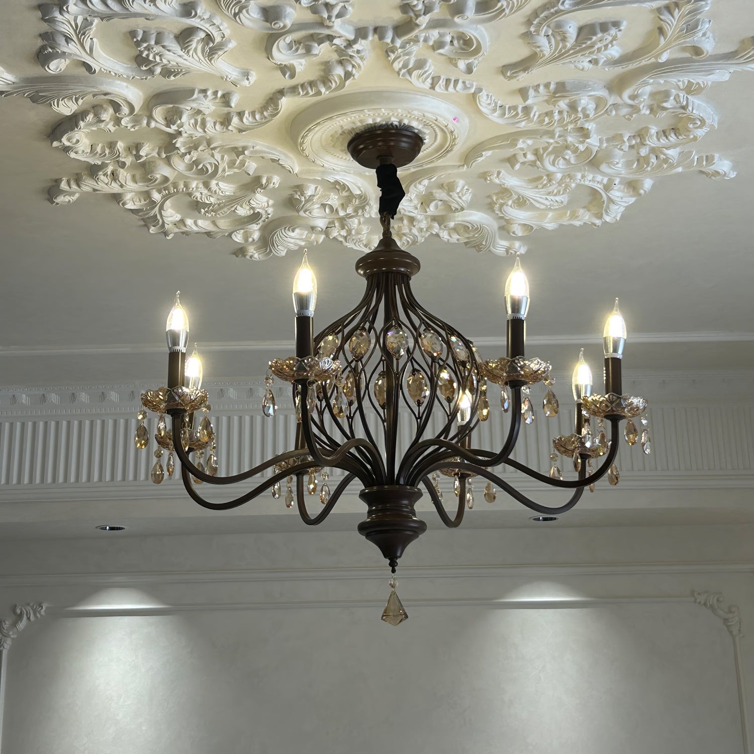 Enorel Vintage Bronze Crystal Chandelier - Letslighting