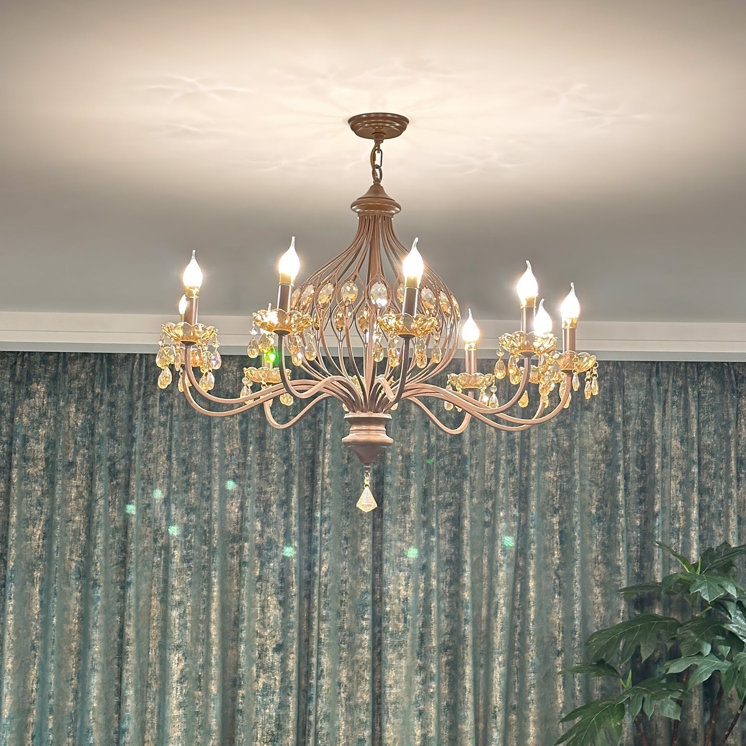 Enorel Vintage Bronze Crystal Chandelier - Letslighting