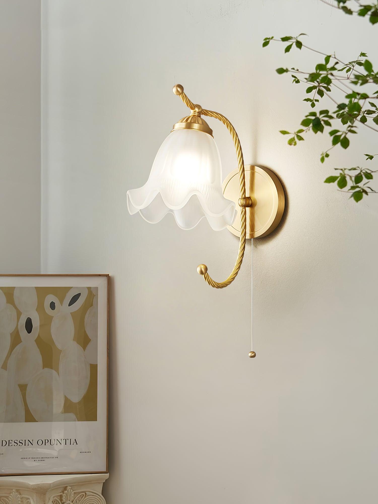Curved Gooseneck Brass Glass Sconce - Letslighting