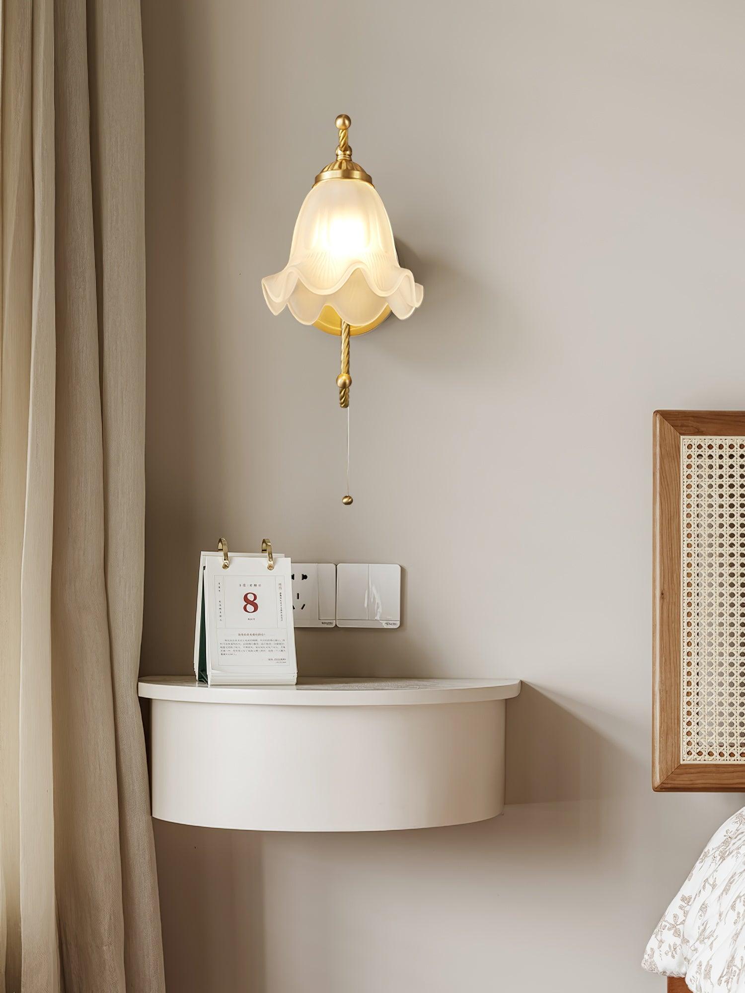Curved Gooseneck Brass Glass Sconce - Letslighting