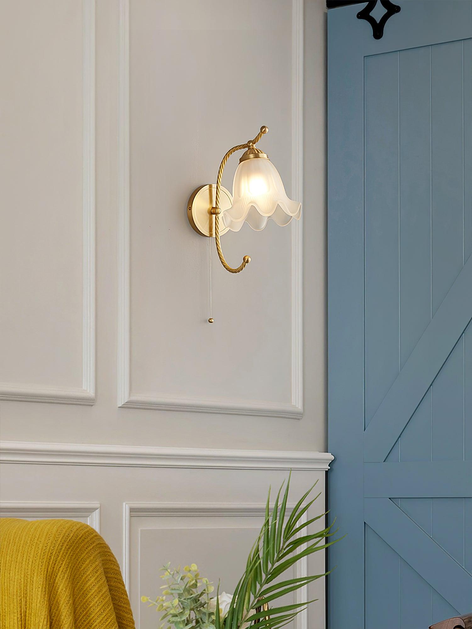 Curved Gooseneck Brass Glass Sconce - Letslighting
