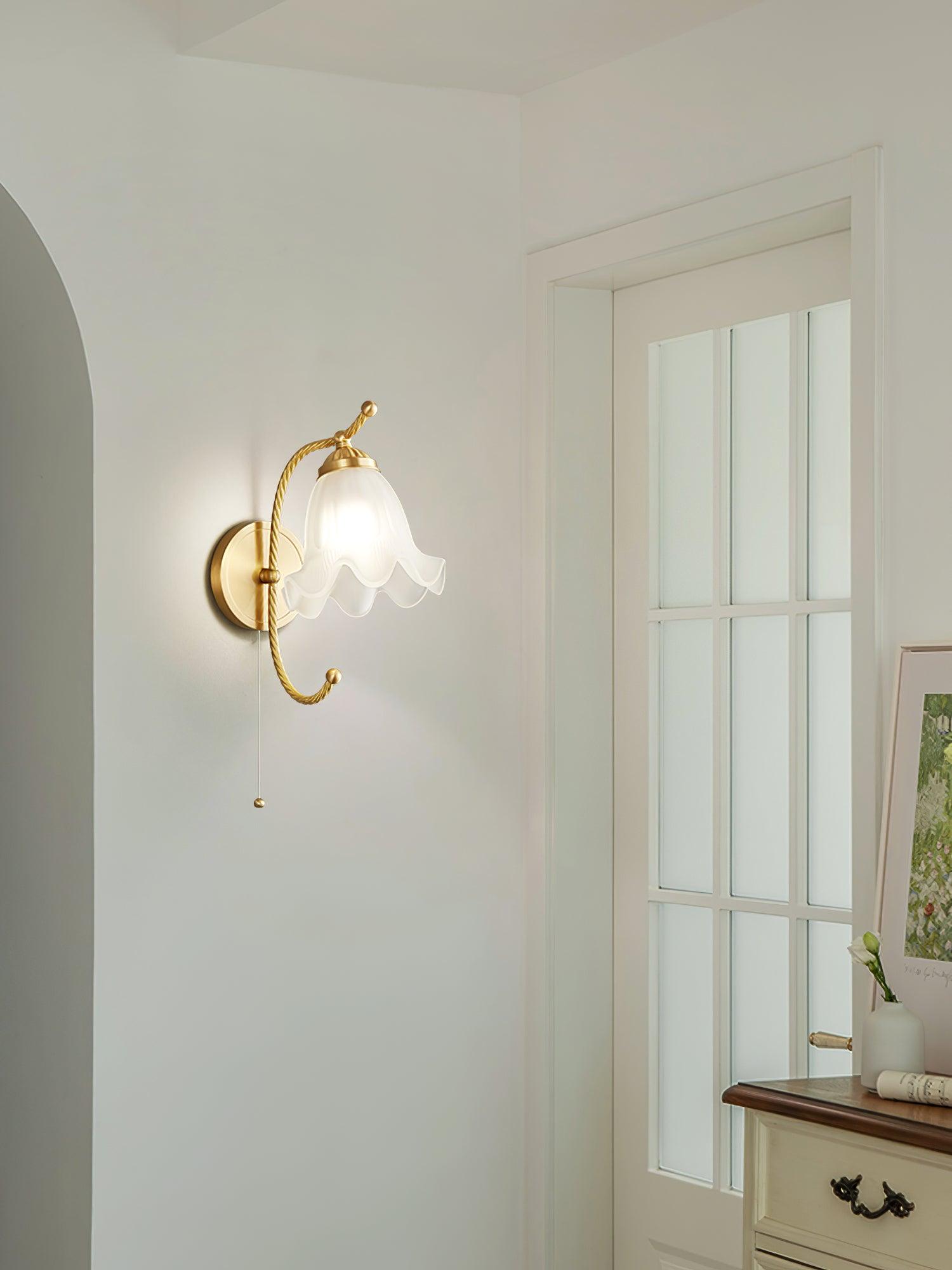 Curved Gooseneck Brass Glass Sconce - Letslighting