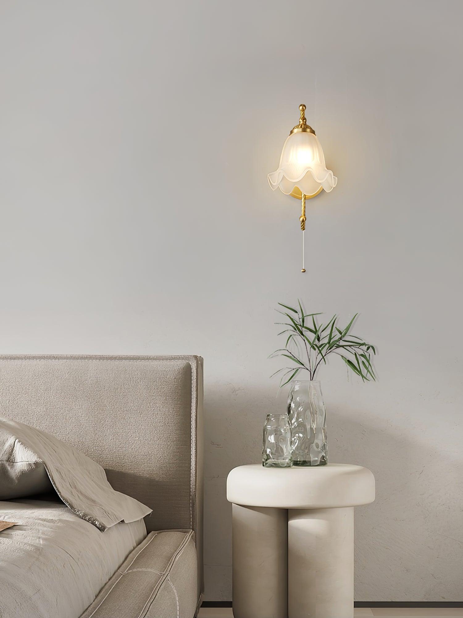 Curved Gooseneck Brass Glass Sconce - Letslighting