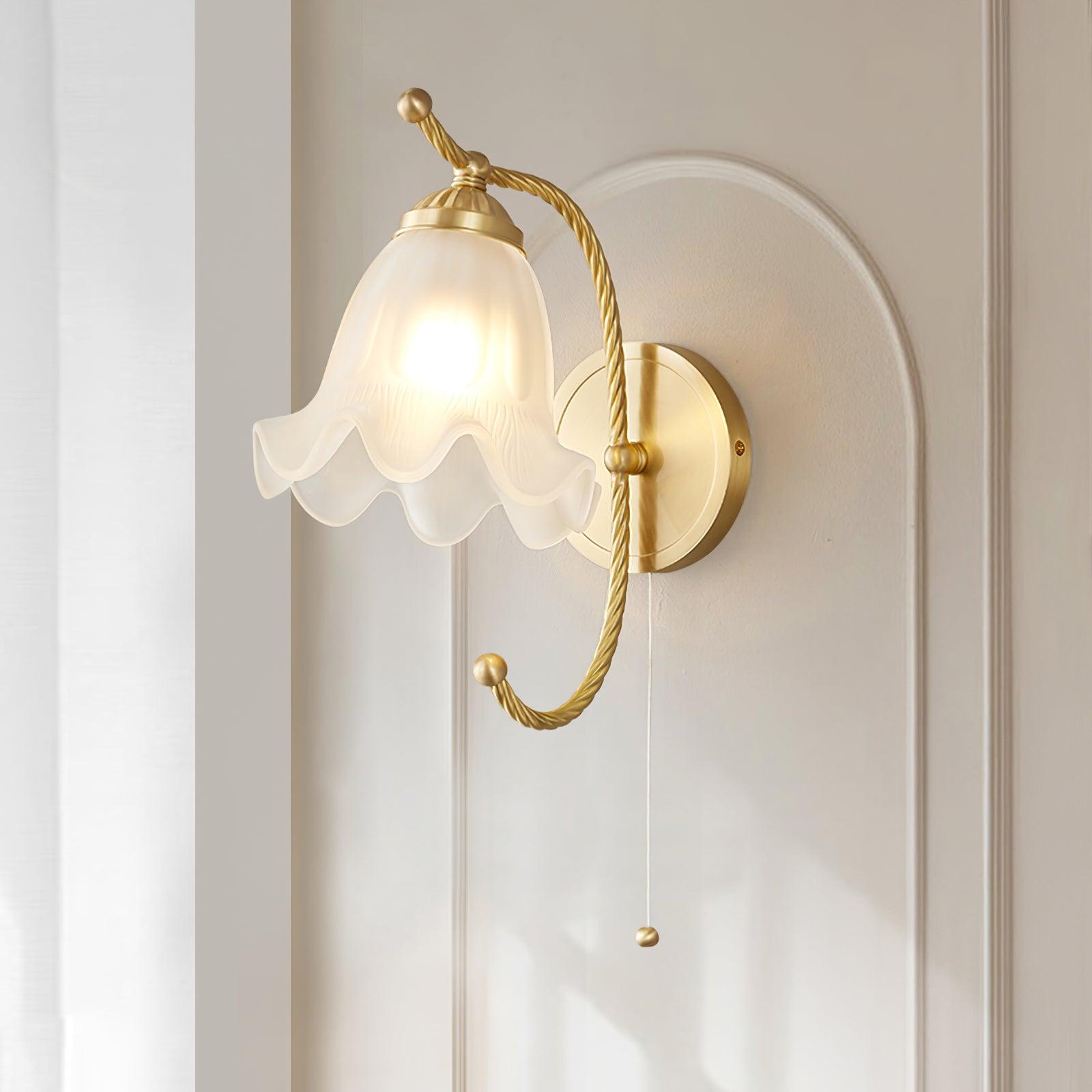 Curved Gooseneck Brass Glass Sconce - Letslighting