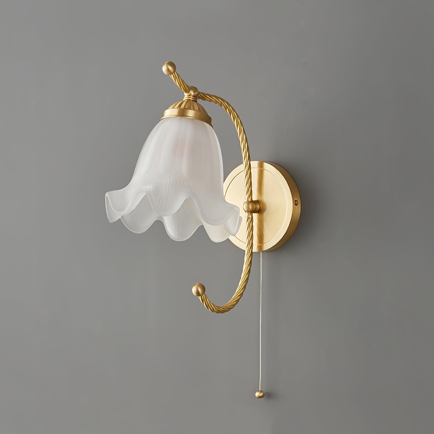 Curved Gooseneck Brass Glass Sconce - Letslighting