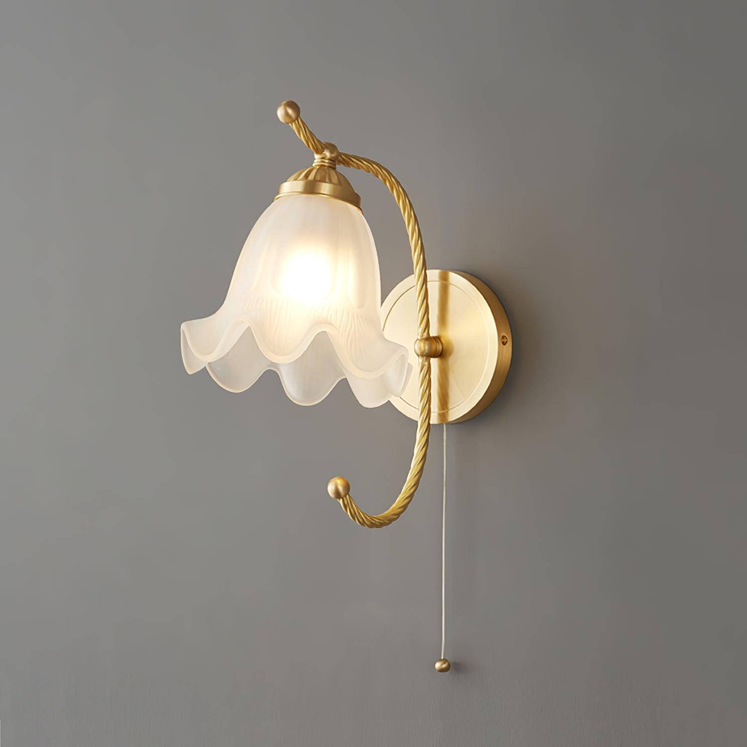 Curved Gooseneck Brass Glass Sconce - Letslighting