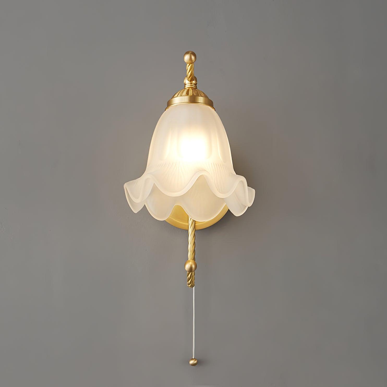 Curved Gooseneck Brass Glass Sconce - Letslighting