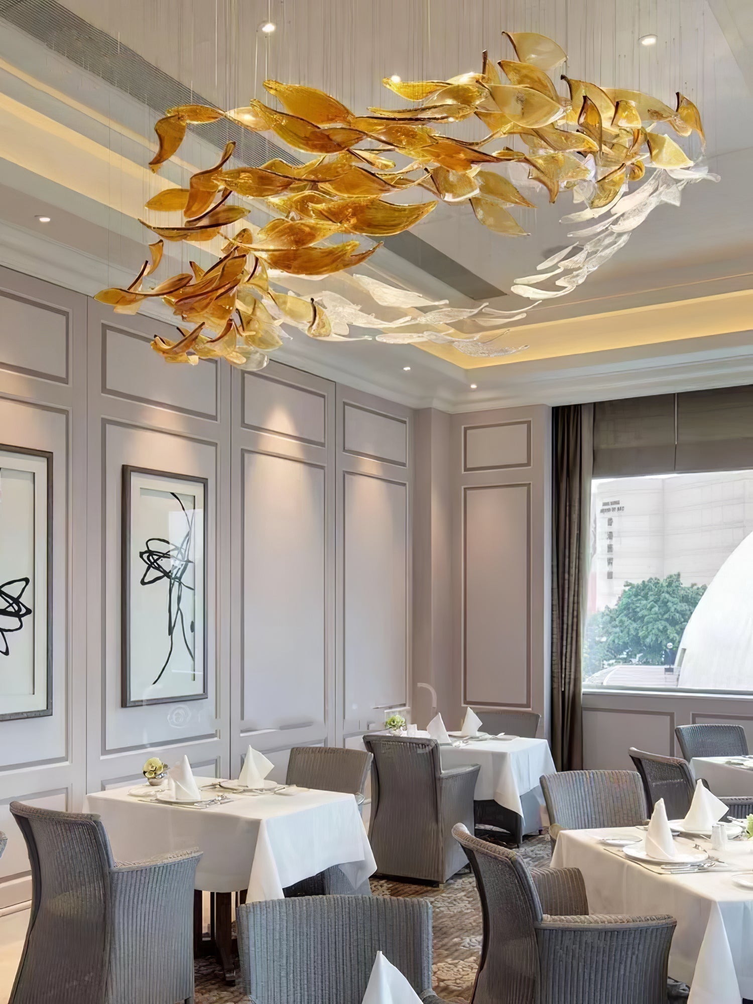 Vamararae Leaf Glass Cascade Chandelier - Letslighting