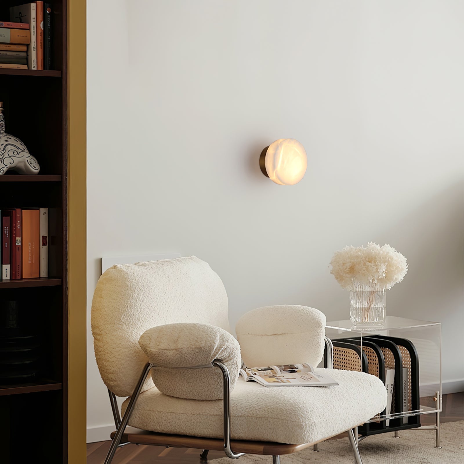 Glim Modern Minimalist Brass Metal Alabaster Wall Lamp - Lamp Copper