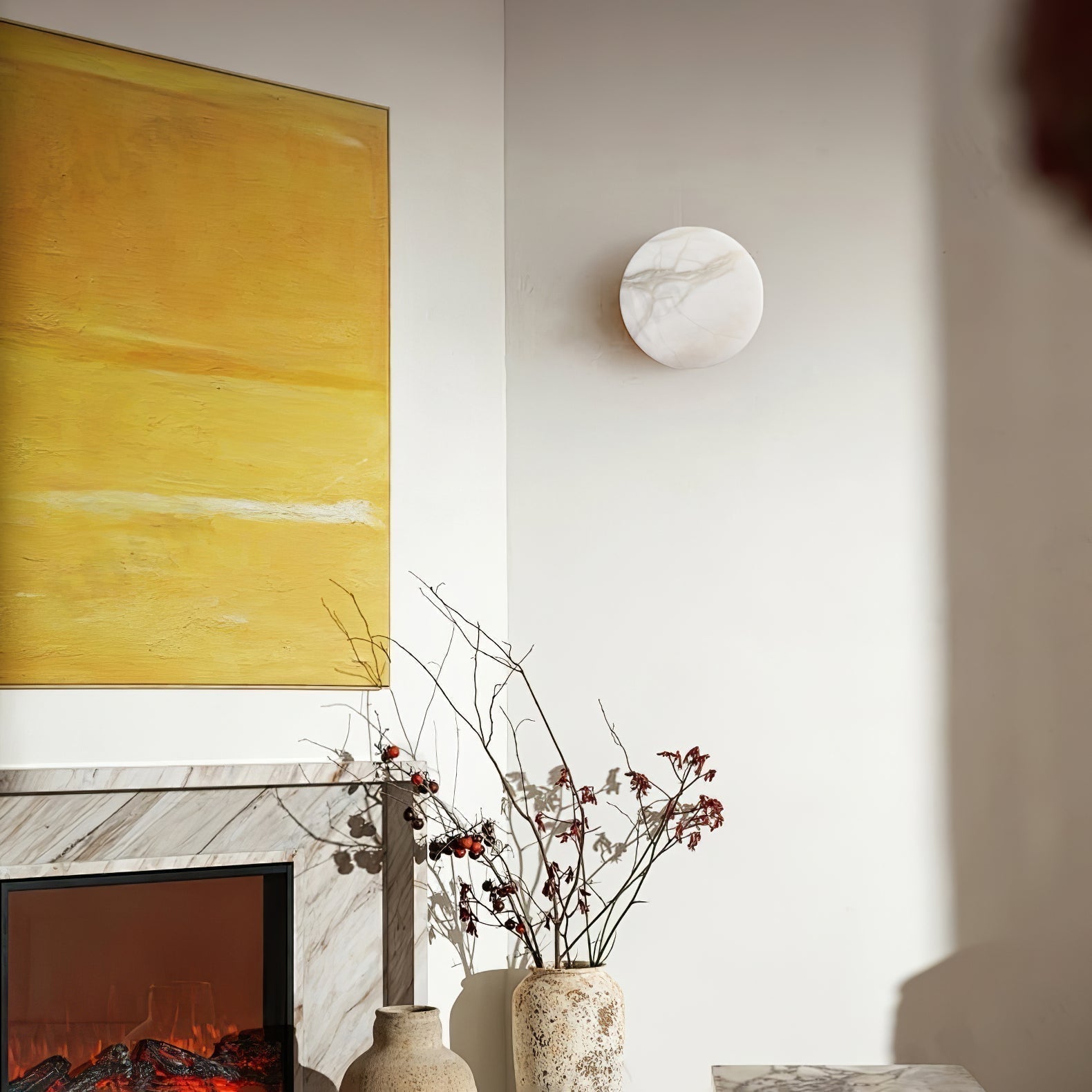 Glim Modern Minimalist Brass Metal Alabaster Wall Lamp - Lamp Copper