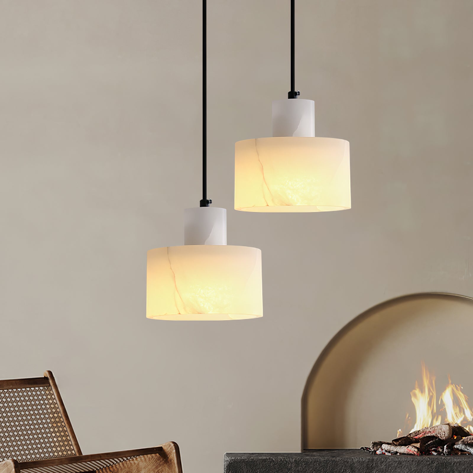 Alabaster Pendant Lgiht Dual Cylindrical - Letslighting