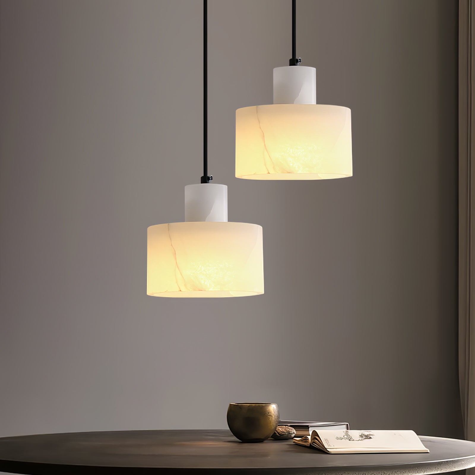 Alabaster Pendant Lgiht Dual Cylindrical - Letslighting