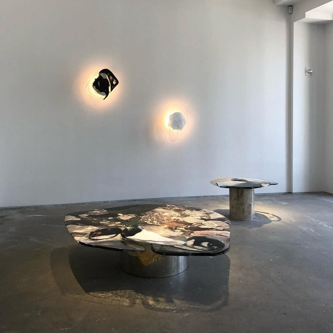 Valentina Lámpara de Pared de Vidrio Negro Artística
