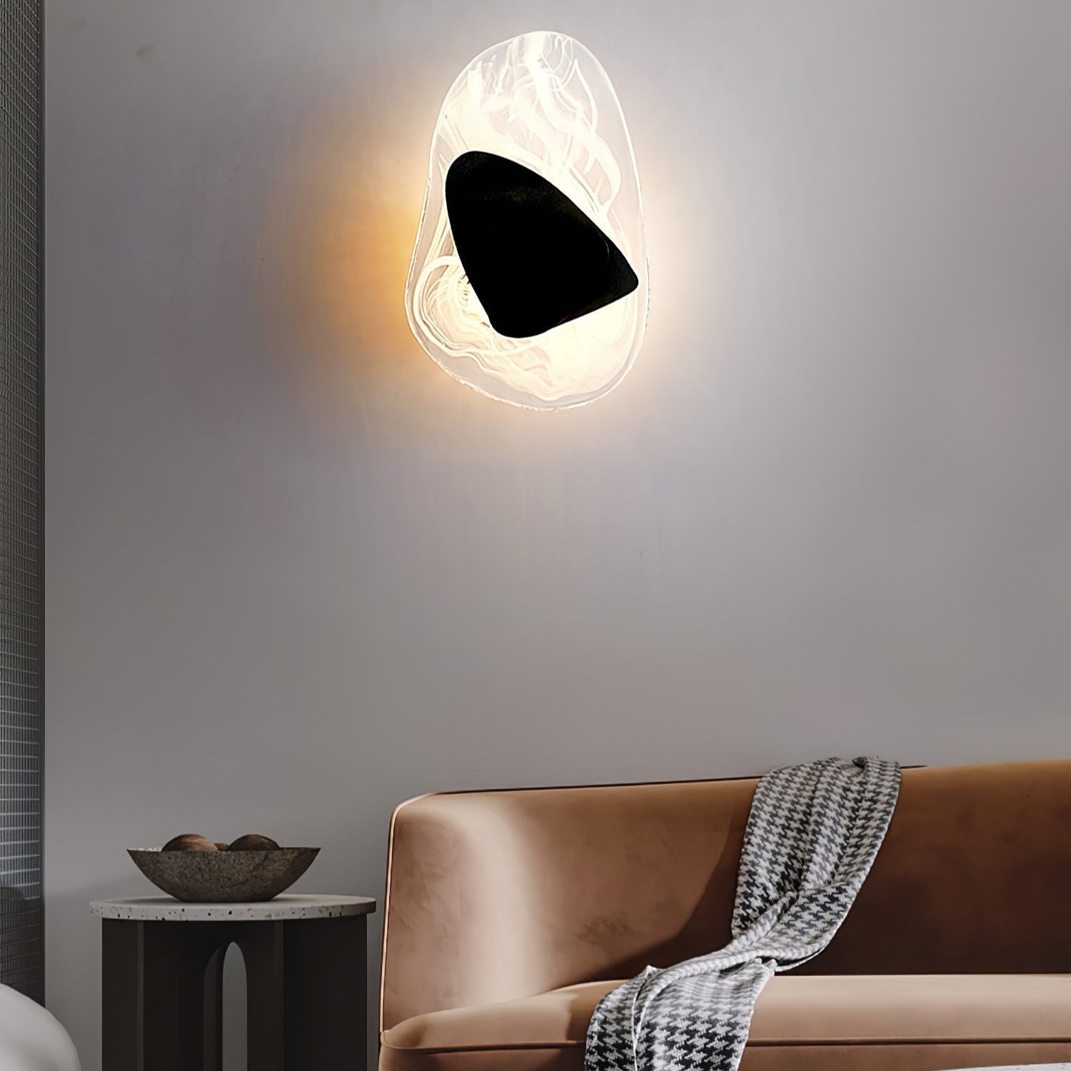 Valentina Lámpara de Pared de Vidrio Negro Artística