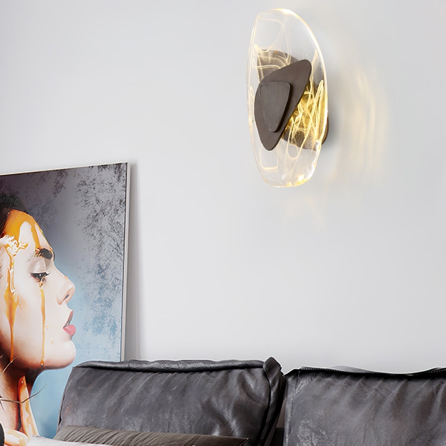 Valentina Lámpara de Pared de Vidrio Negro Artística