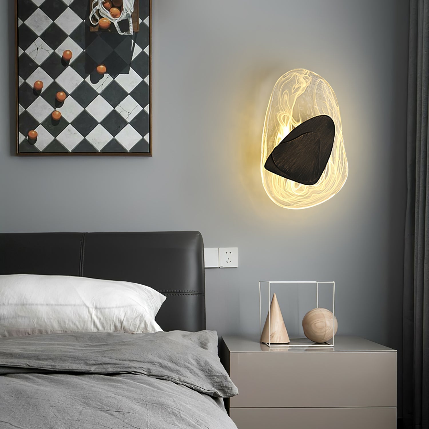 Valentina Lámpara de Pared de Vidrio Negro Artística