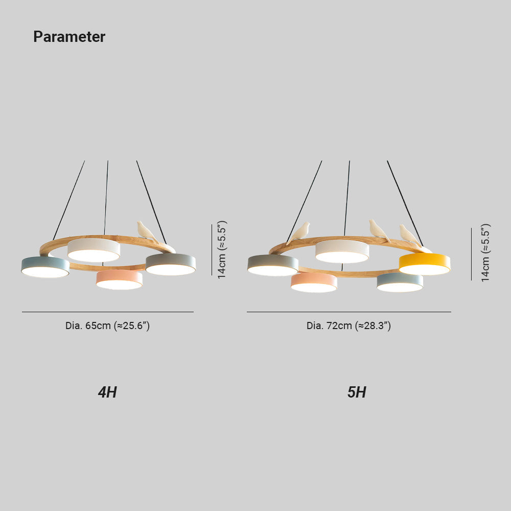 Muto Lámpara de Araña Redonda con Pájaros