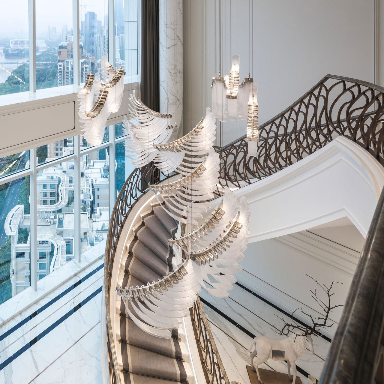 Eurrinia Glass Wing Cluster Chandelier - Letslighting