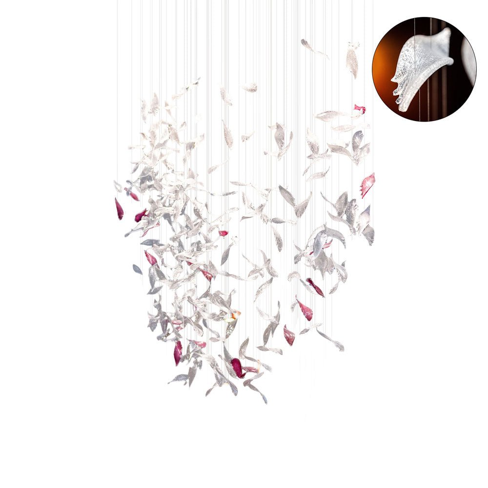 Zathaara Glass Feather Shape Chandelier - Letslighting