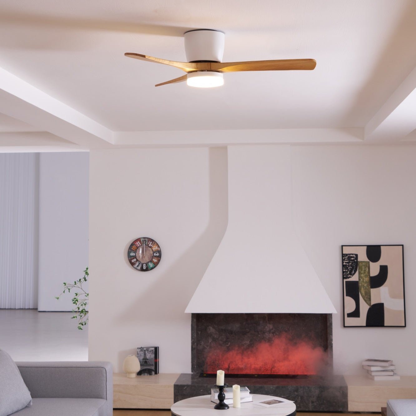 Ventilador de Techo con Luz Ezra Nórdico mostrando su motor DC silencioso