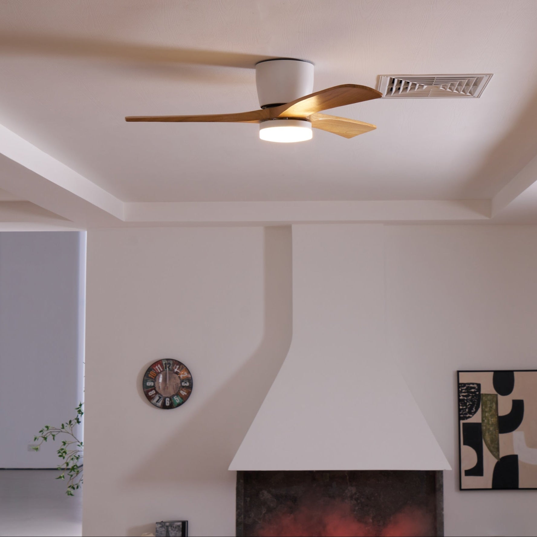 Ventilador de Techo con Luz Ezra Nórdico en un ambiente de salón moderno