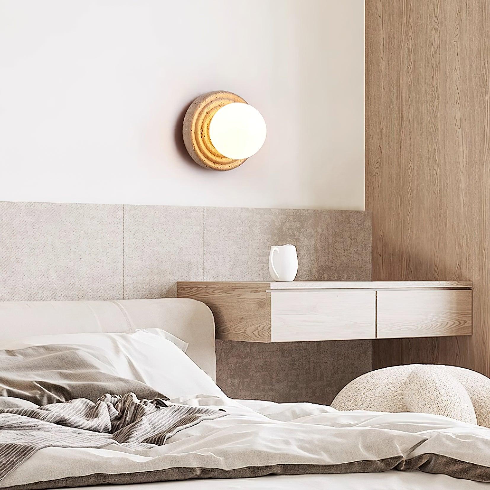 Dahlia Round Wall Lamp Travertine - Letslighting