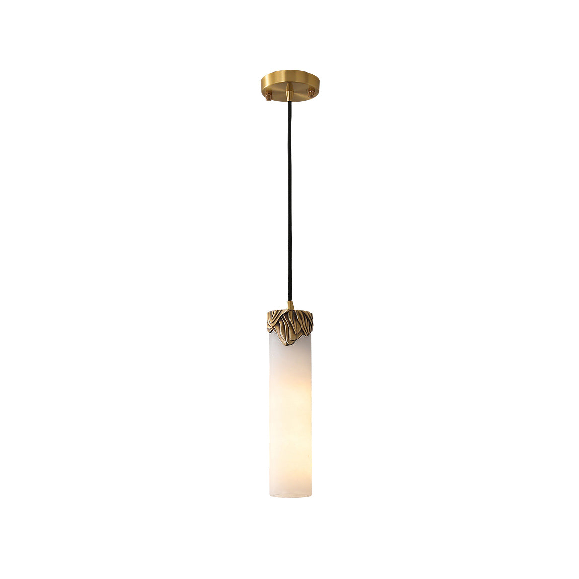 Quiver Modern Minimalist Brass Alabaster Pendant Light - Lamp Copper