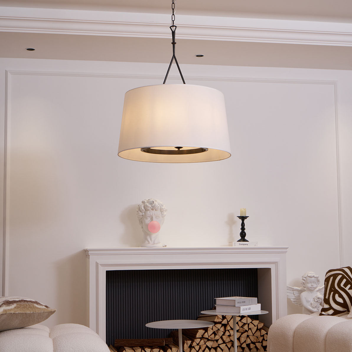 Wink Modern Minimalist Brass Fabric Pendant Lamp - Lamp Copper