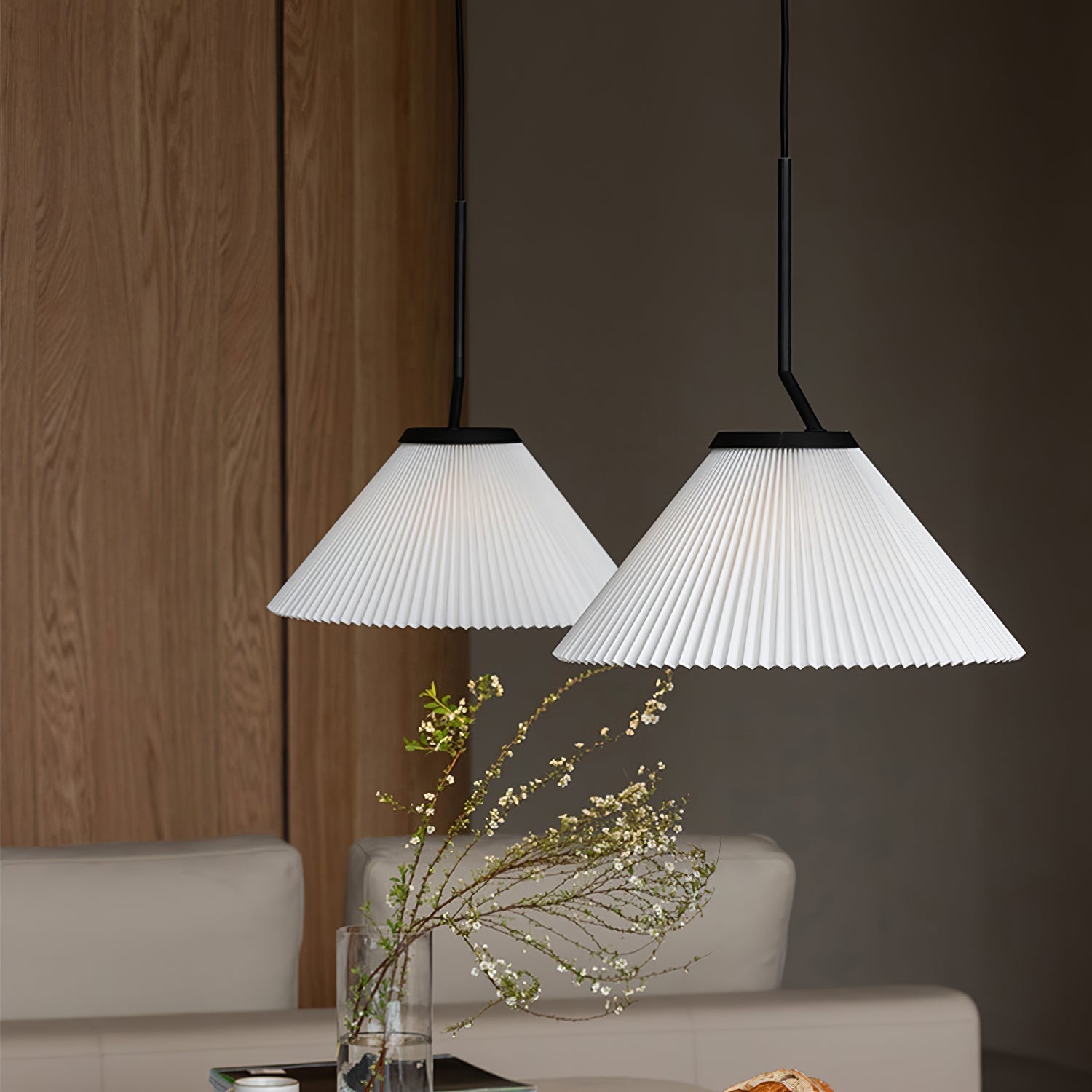 Knell Modern Minimalist Pleated Black Metal Plastic Pendant Lamp - Lamp Copper