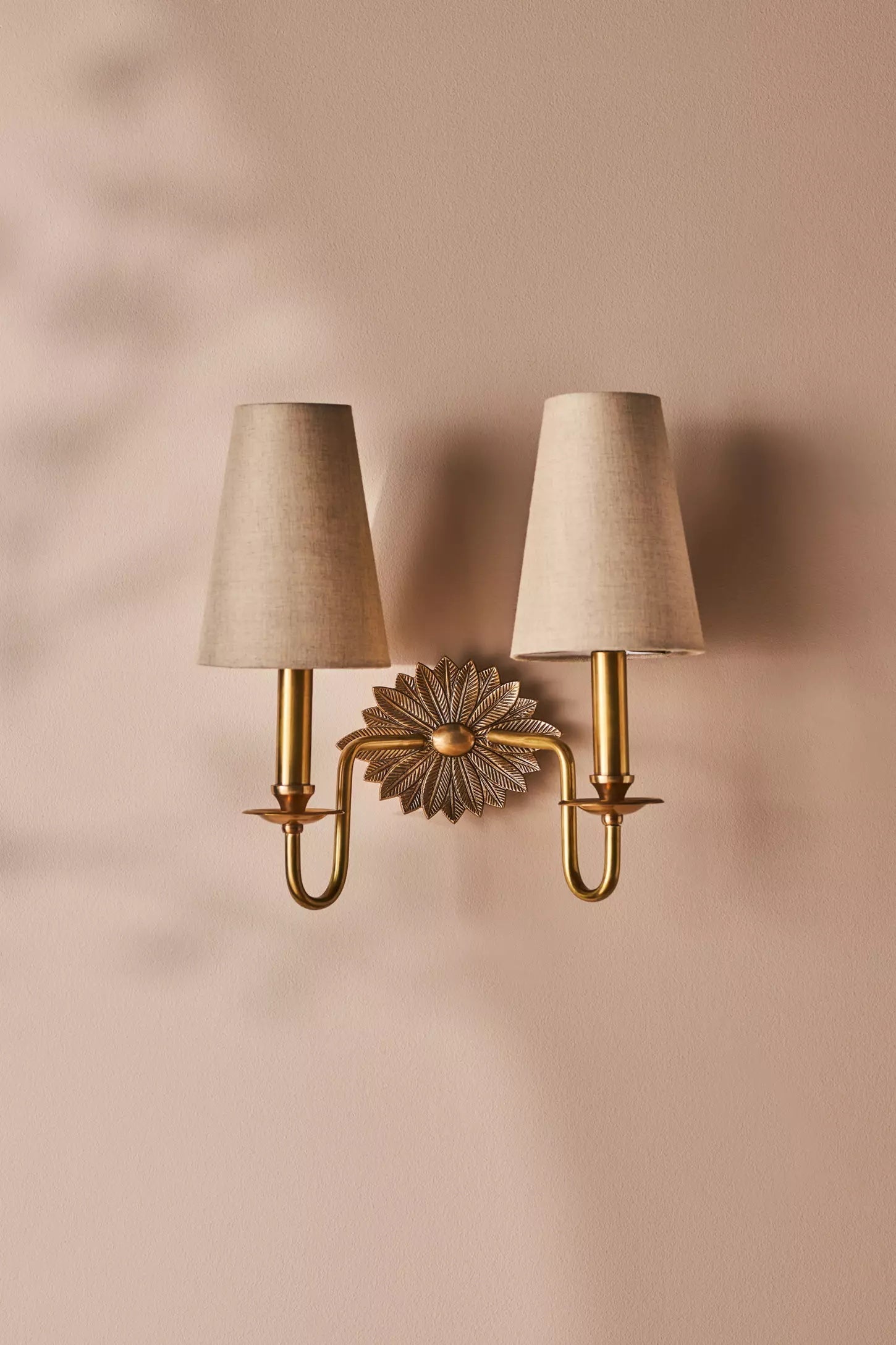 Nimb Premium Elegance Double Brass Fabric Sconce Wall Lamp - Lamp Copper