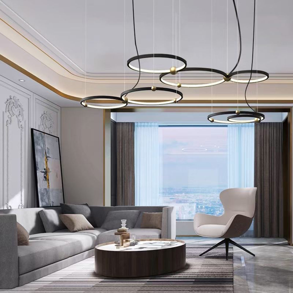Arisha Minimalista Metal Anular Lámpara Colgante Negra