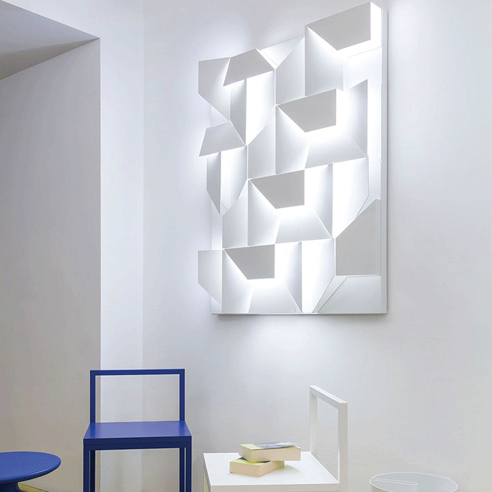 Arisha Art Decó Geometrío Metal/Papel Aplique de Pared Blanco