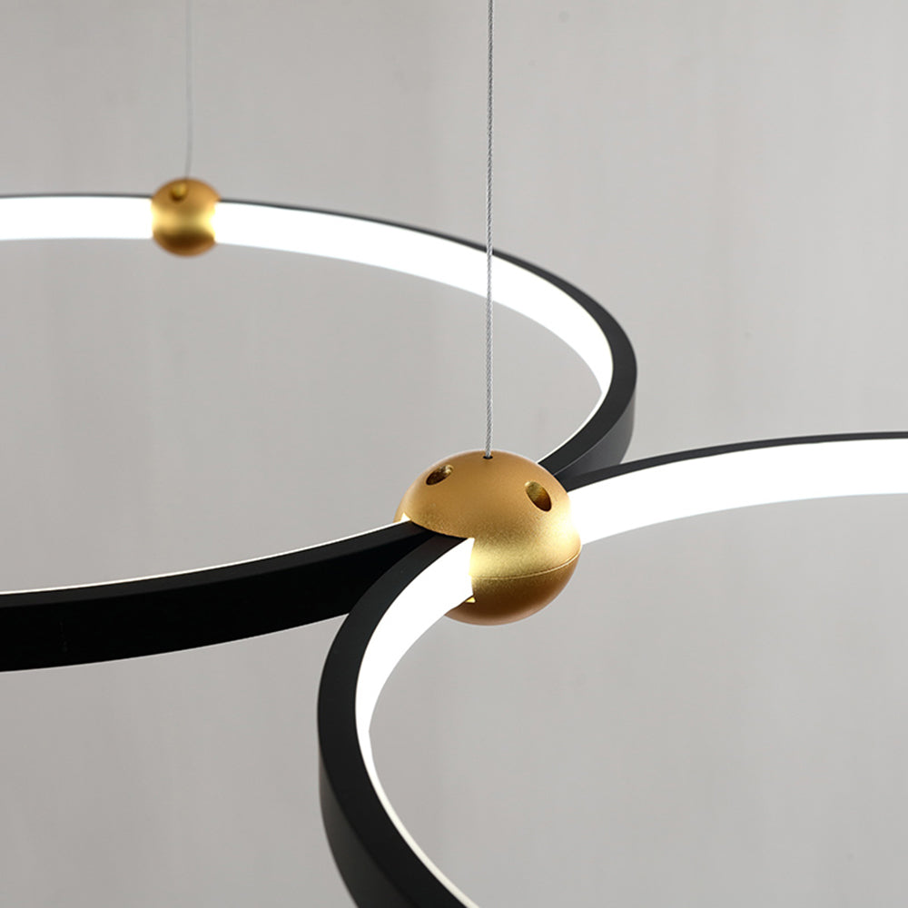 Arisha Minimalista Metal Anular Lámpara Colgante Negra