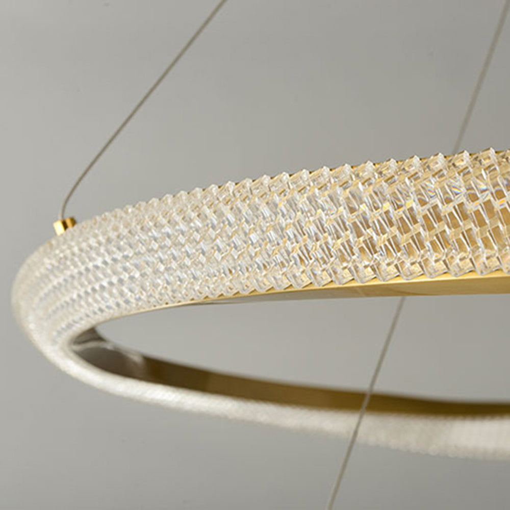 Valentina Lujo Anillo Metal/Acrílico Lámpara Colgante Dorada